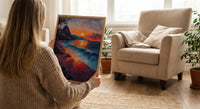 Rio Sugarloaf Mountain Poster, Brazil City Nature Decor - Vibrant Orange Sunset Sky