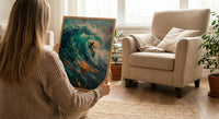 Puerto Escondido Wave Art Print, Mexico Ocean Surf Decor - Turquoise Blue Barrel Summer