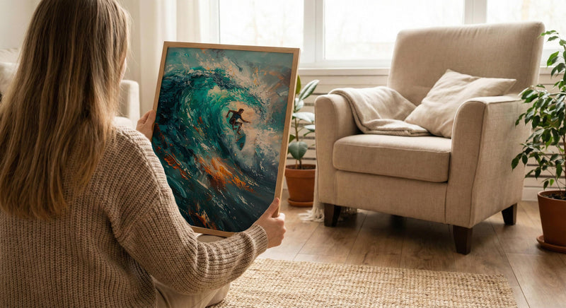 Puerto Escondido Wave Art Print, Mexico Ocean Surf Decor - Turquoise Blue Barrel Summer