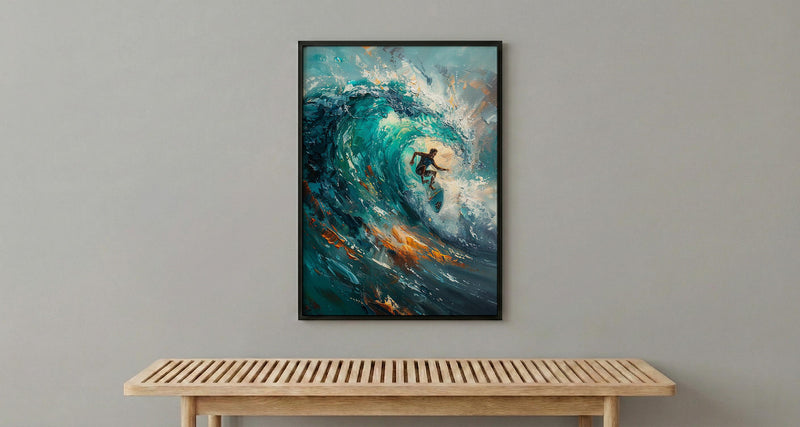 Puerto Escondido Wave Art Print, Mexico Ocean Surf Decor - Turquoise Blue Barrel Summer