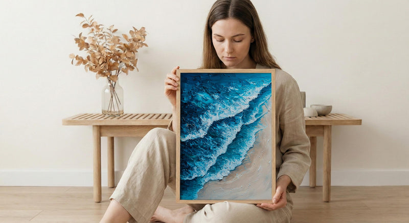 Whitsunday Island Sand Ocean Poster, Australia Travel Home Decor - Vibrant Blue Beach Summer Scenery