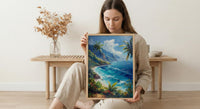 Tahiti Emerald Peak Art Print, Tropical Ocean Home Decor - Lush Green Nature Summer Landscape