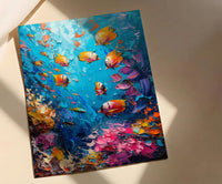 Cook Islands Lagoon Ocean Poster, Turquoise Water Home Decor - Colorful Fish Coast Summer Artwork