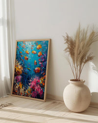 Cook Islands Lagoon Ocean Poster, Turquoise Water Home Decor - Colorful Fish Coast Summer Artwork
