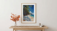 New Caledonia Pine Art Print, White Beach Home Decor - Tropical Bright Ocean Summer Morning