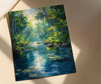 Vanuatu Blue Hole Wall Art, Lush Jungle Home Decor - Vibrant Tropical Forest Summer Retreat