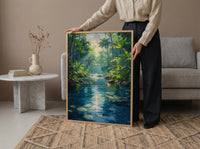 Vanuatu Blue Hole Wall Art, Lush Jungle Home Decor - Vibrant Tropical Forest Summer Retreat