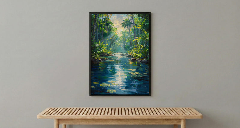 Vanuatu Blue Hole Wall Art, Lush Jungle Home Decor - Vibrant Tropical Forest Summer Retreat