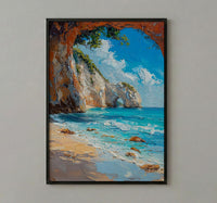 Cathedral Cove Arch Art Print, New Zealand Home Decor - Sunny Coast Beach Summer Holiday