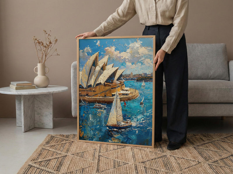 Sydney Opera House Wall Art, Australia Travel Home Decor - Bright Blue City Summer Vibe