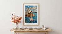 Sydney Opera House Wall Art, Australia Travel Home Decor - Bright Blue City Summer Vibe