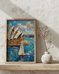 Sydney Opera House Wall Art, Australia Travel Home Decor - Bright Blue City Summer Vibe