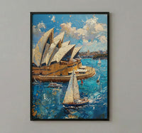 Sydney Opera House Wall Art, Australia Travel Home Decor - Bright Blue City Summer Vibe