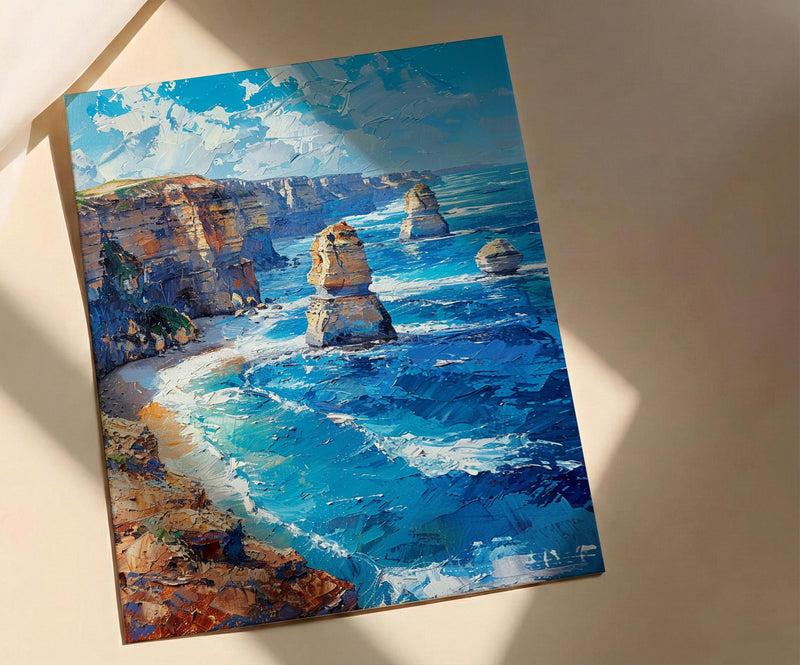 Great Ocean Road Wall Art, Twelve Apostles Home Decor - Limestone Cliff Coast Summer Beauty