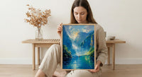 Milford Sound Fall Ocean Poster, Green Cliff Home Decor - Peaceful Nature River Summer View