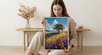 Hobbiton Rolling Hill Art Print, New Zealand Home Decor - Bright Blue Sky Summer Paradise