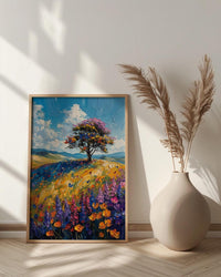 Hobbiton Rolling Hill Art Print, New Zealand Home Decor - Bright Blue Sky Summer Paradise