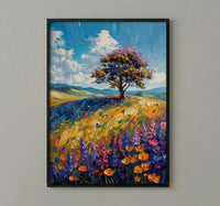 Hobbiton Rolling Hill Art Print, New Zealand Home Decor - Bright Blue Sky Summer Paradise