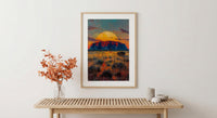 Uluru Sunset Rock Wall Art, Australia Outback Home Decor - Bright Red Desert Summer Scenery
