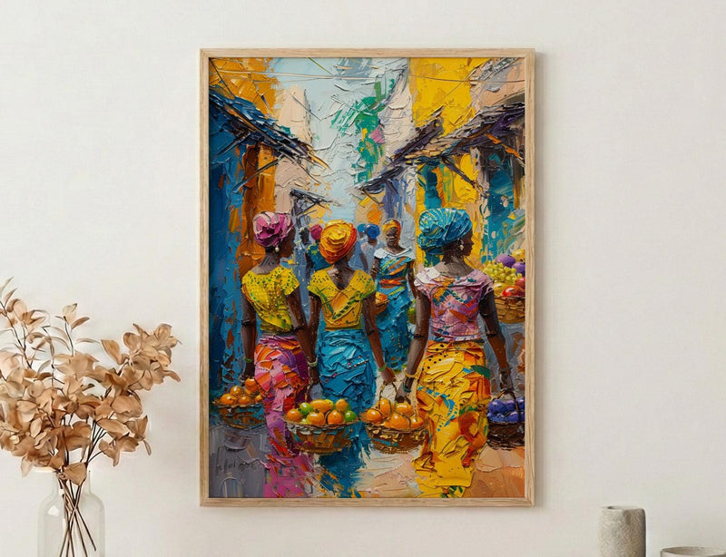 Tropical Fruit Wall Art, African Market Decor - Summer Vendor Print