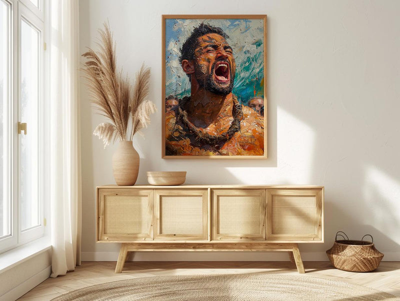 Maori Haka Dance Wall Art, New Zealand Home Decor - Traditional Warrior Event Summer Setting