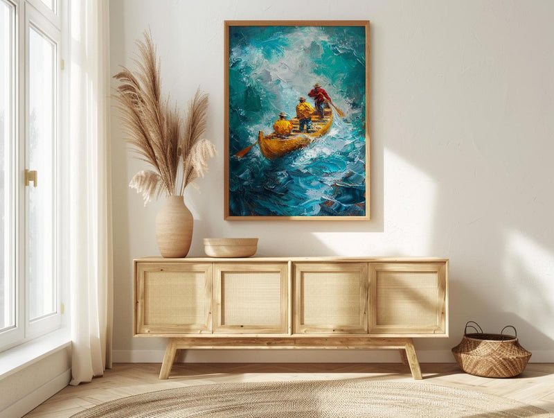 Hawaii Ocean Canoe Wall Art, Tropical Summer Home Decor - Turquoise Sea Coast Summer Scenery