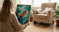 Hawaii Ocean Canoe Wall Art, Tropical Summer Home Decor - Turquoise Sea Coast Summer Scenery