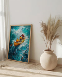 Hawaii Ocean Canoe Wall Art, Tropical Summer Home Decor - Turquoise Sea Coast Summer Scenery