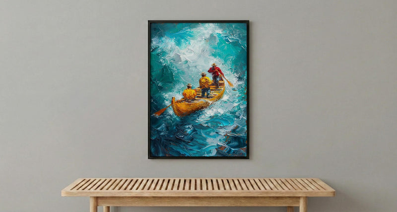 Hawaii Ocean Canoe Wall Art, Tropical Summer Home Decor - Turquoise Sea Coast Summer Scenery