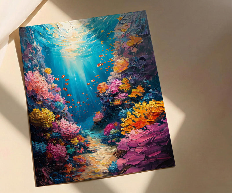 Great Barrier Reef Ocean Poster, Colorful Coral Home Decor - Australia Reef Nature Summer Beauty