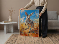 Australia Kangaroo Wild Art Print, Red Earth Home Decor - Dusty Outback Desert Summer Morning