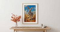Australia Kangaroo Wild Art Print, Red Earth Home Decor - Dusty Outback Desert Summer Morning