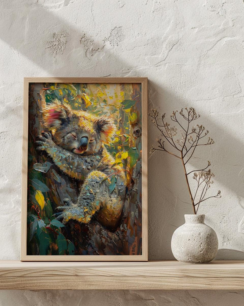 Cute Koala Bear Wall Art, Eucalyptus Tree Home Decor - Australia Nature Forest Summer Scene