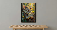 Cute Koala Bear Wall Art, Eucalyptus Tree Home Decor - Australia Nature Forest Summer Scene