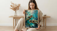 Sea Turtle Ocean Marine Poster, Crystal Water Home Decor - Tropical Coast Reef Summer Artwork