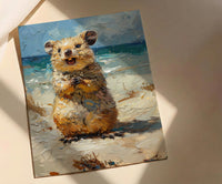Rottnest Island Quokka Art Print, Smiling Animal Home Decor - Australia Beach Coast Summer Paradise