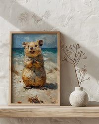 Rottnest Island Quokka Art Print, Smiling Animal Home Decor - Australia Beach Coast Summer Paradise