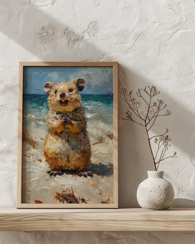 Rottnest Island Quokka Art Print, Smiling Animal Home Decor - Australia Beach Coast Summer Paradise