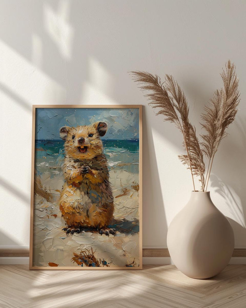 Rottnest Island Quokka Art Print, Smiling Animal Home Decor - Australia Beach Coast Summer Paradise