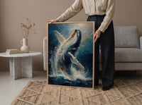 Tonga Ocean Whale Art Print, Deep Blue Home Decor - Majestic Breaching Coast Summer Picture