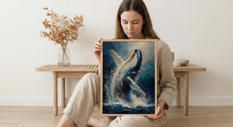 Tonga Ocean Whale Art Print, Deep Blue Home Decor - Majestic Breaching Coast Summer Picture
