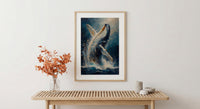 Tonga Ocean Whale Art Print, Deep Blue Home Decor - Majestic Breaching Coast Summer Picture