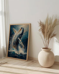 Tonga Ocean Whale Art Print, Deep Blue Home Decor - Majestic Breaching Coast Summer Picture