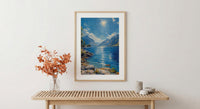 Queenstown Lake View Nature Poster, Majestic Mountain Home Decor - New Zealand Water Summer Beauty