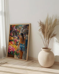 Papeete Market Floral Art Print, Tropical Flower Home Decor - French Polynesia Town Summer Picture