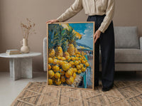 Fiji Fruit Market Wall Art, Bright Pineapple Home Decor - Tropical Island Town Summer Scenery
