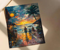 Samoa Fish Market Art Print, Blue Ocean Home Decor - Sunrise Coastal Town Summer Morning