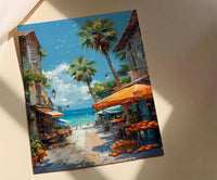 Noumea Market Food Wall Art, French Bakery Home Decor - Tropical Island Town Summer Getaway