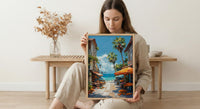 Noumea Market Food Wall Art, French Bakery Home Decor - Tropical Island Town Summer Getaway