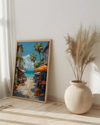 Noumea Market Food Wall Art, French Bakery Home Decor - Tropical Island Town Summer Getaway
